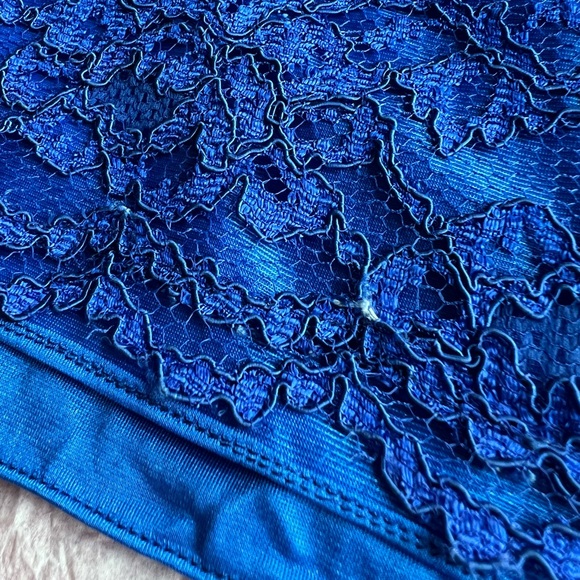 EUC VTG 90s slip M Bretton’s Private Label bright cobalt blue lace overlay MINT - Picture 9 of 16